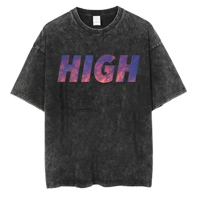 Black oversized unisex cotton T-shirt with drop shoulder design and dye-washed street style by SnatchStyle.