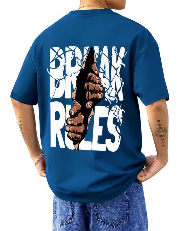 SnatchStyle AUSK Baggy Hip-Hop T-Shirt for men with graphic print, oversized fit, casual streetwear style, front view.