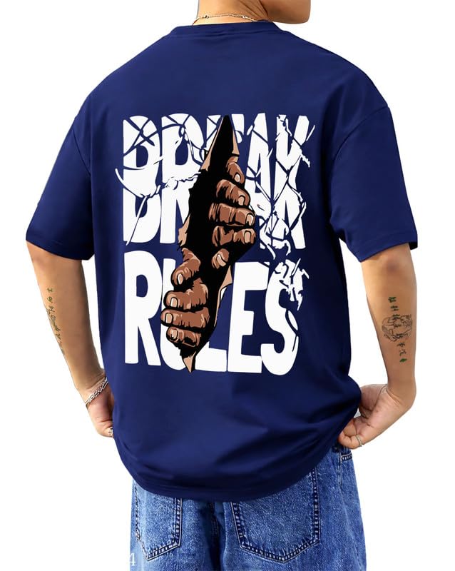Men's oversized SnatchStyle AUSK baggy hip-hop graphic printed T-shirt, relaxed fit with bold print design