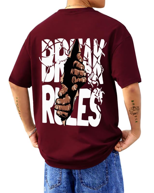 SnatchStyle AUSK baggy hip-hop graphic printed oversized men's T-shirt with bold design and relaxed fit.