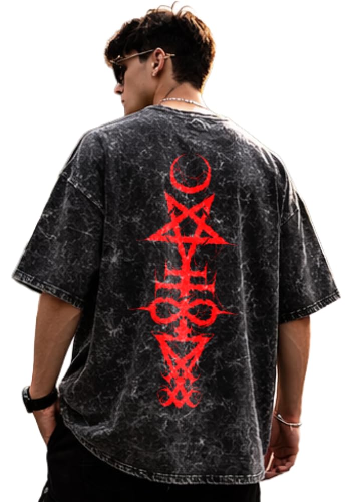 Black Boffi unisex oversized cotton T-shirt with drop shoulder design, dye-washed street look, shown flat on white background.