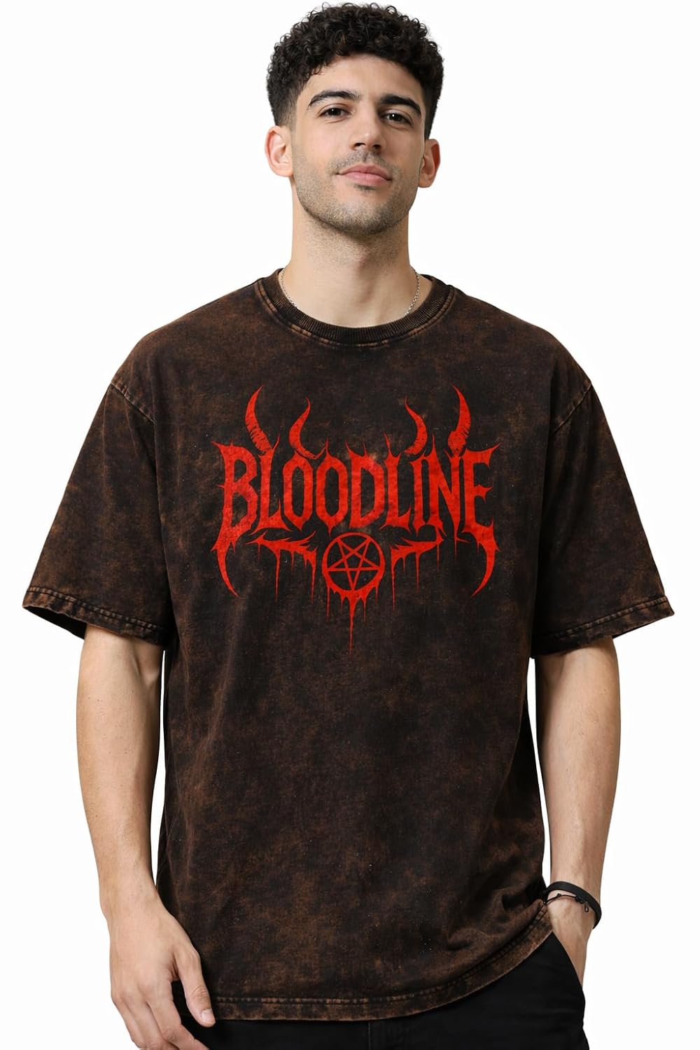 Black oversized unisex cotton T-shirt with drop shoulder design, dye washed finish, from SnatchStyle.