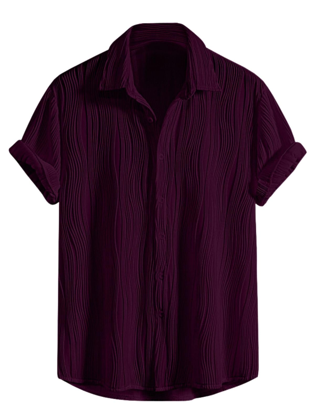 Men's cotton casual shirt by SnatchStyle featuring a solid slim fit design, stylish textured fabric, and a regular fit for formal or casual wear.