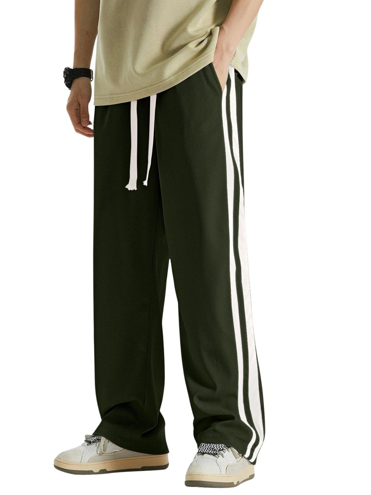 GreciiLooks men's casual loose mid-rise track pants by SnatchStyle, featuring sporty style and comfortable fit in plus size.