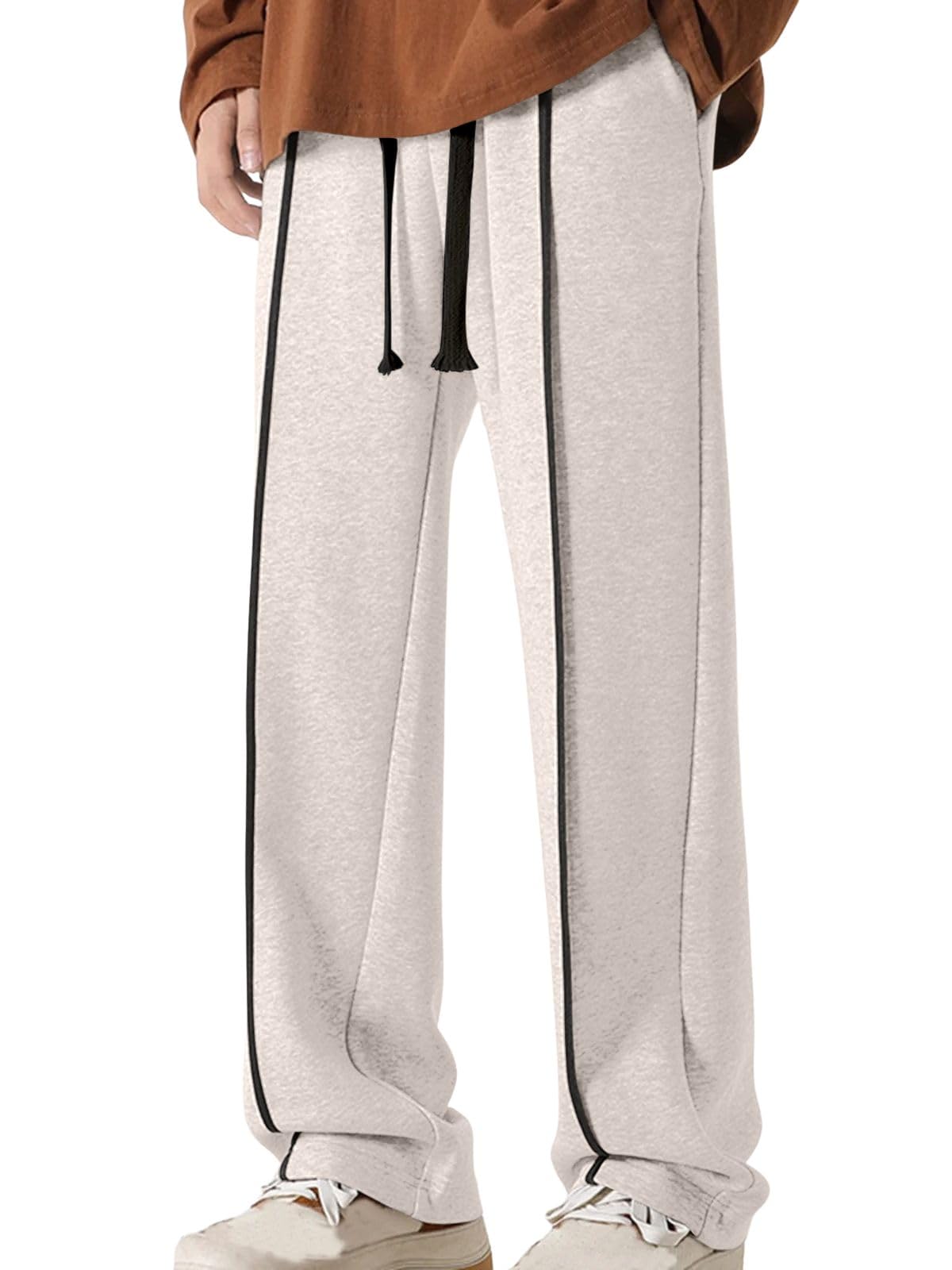 SnatchStyle GRECIILOOKS men's loose mid-rise casual track pants, sporty sweatpants in various sizes, shown in black.