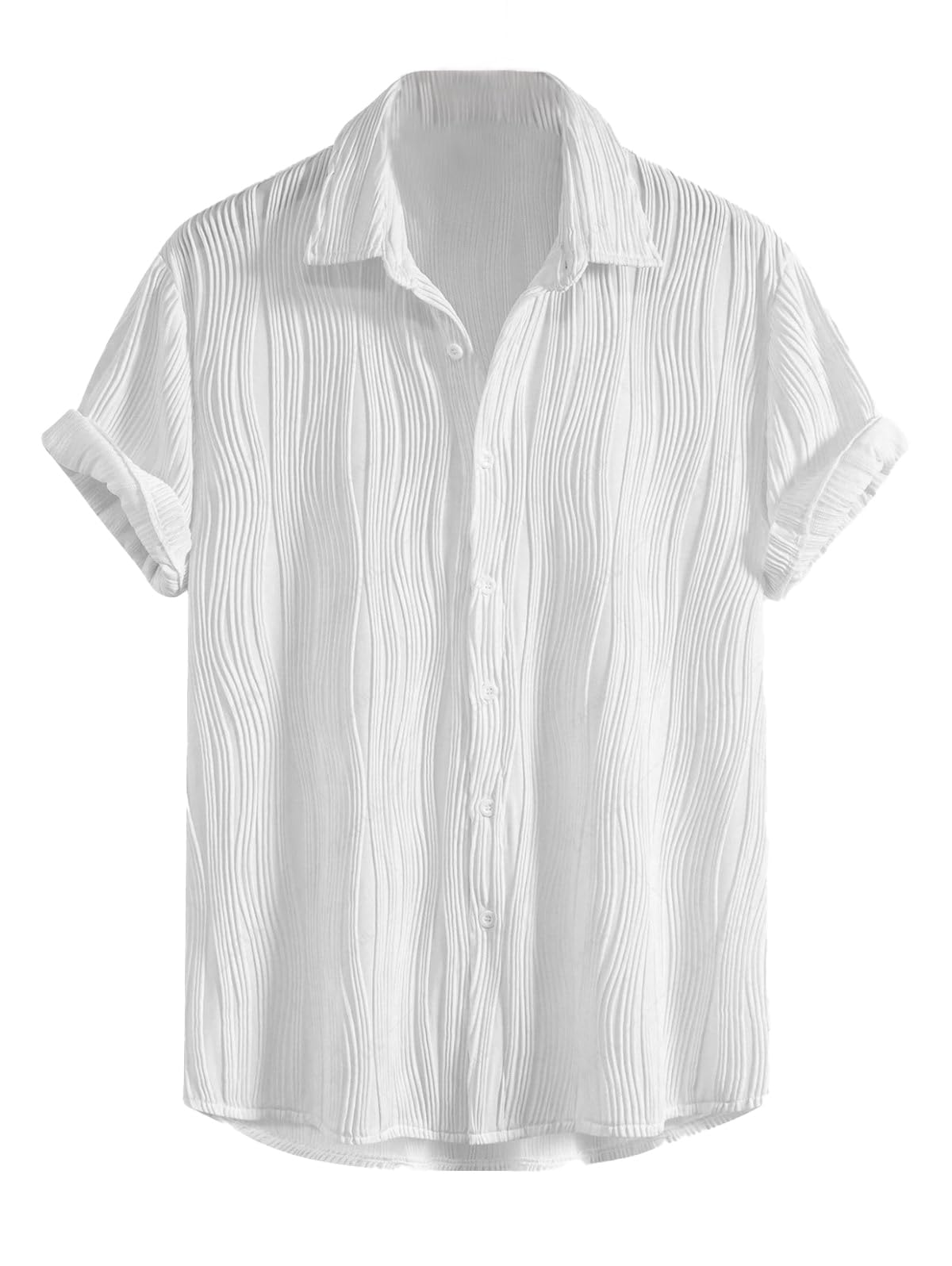 SnatchStyle GRECIILOOKS men's cotton casual shirt in solid slim fit with textured fabric, suitable for formal and stylish everyday wear.