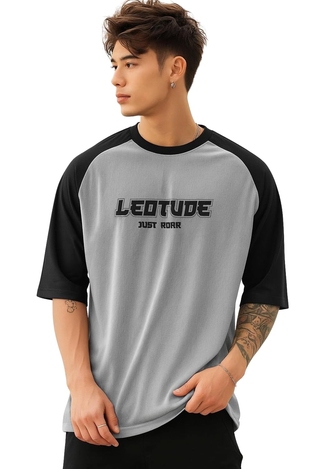 SnatchStyle men's polycotton round neck half sleeve T-shirt in colorful oversized fit, casual regular fit men's T-shirt.