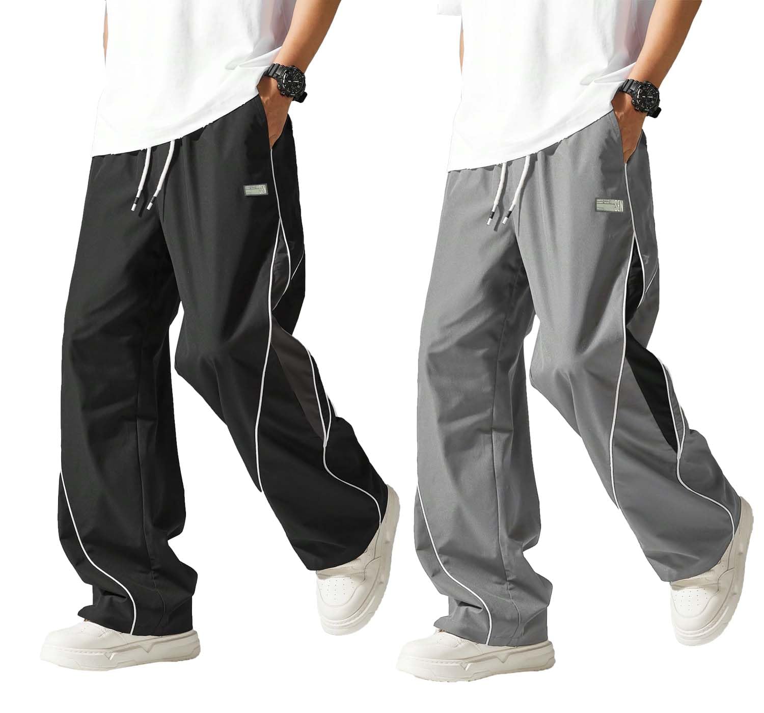 SnatchStyle Lymio men's track pant with stylish design, loose fit, and casual look, shown in black with elastic waistband and pockets.