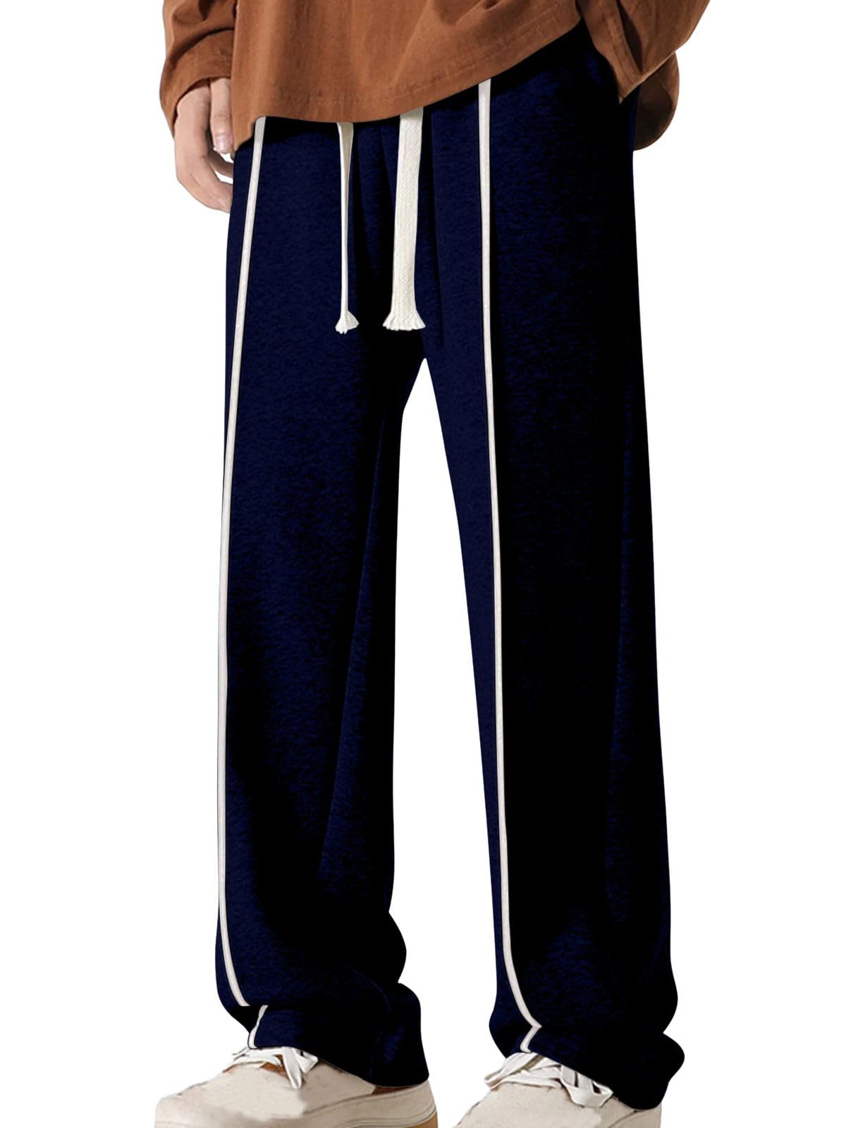 SnatchStyle GRECIILOOKS men's loose mid-rise casual track pants in black, featuring a relaxed fit and sporty style.