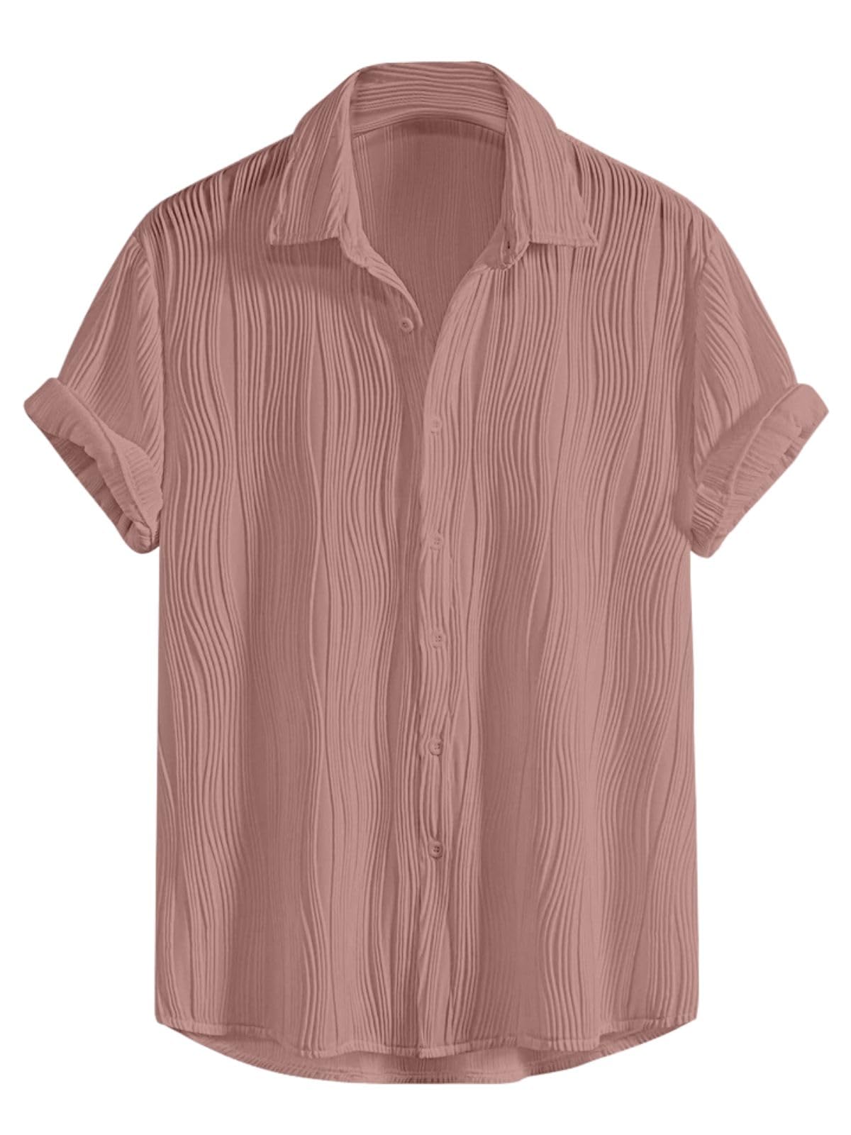 Men’s solid cotton casual shirt by SnatchStyle, slim fit, full front view, stylish and formal with textured fabric.