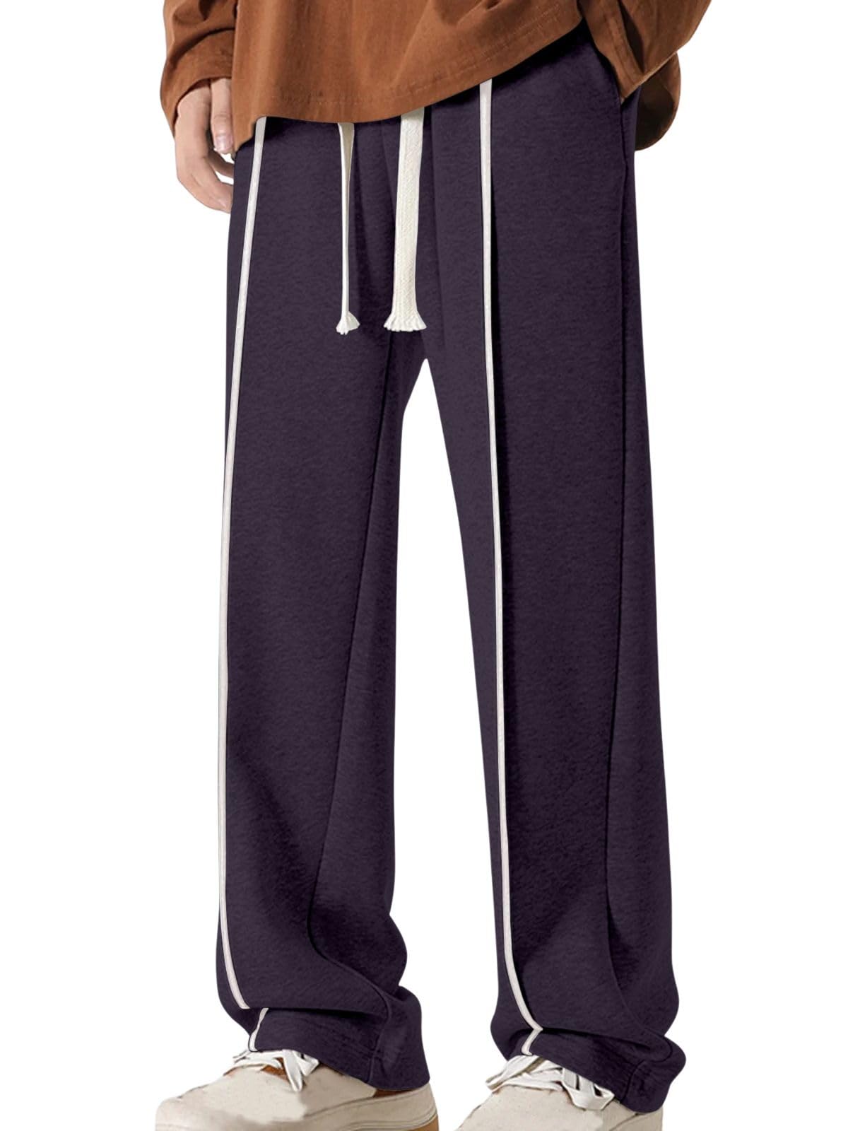 SnatchStyle GRECIILOOKS men's loose mid-rise casual track pants in black, featuring a relaxed fit and sporty style.