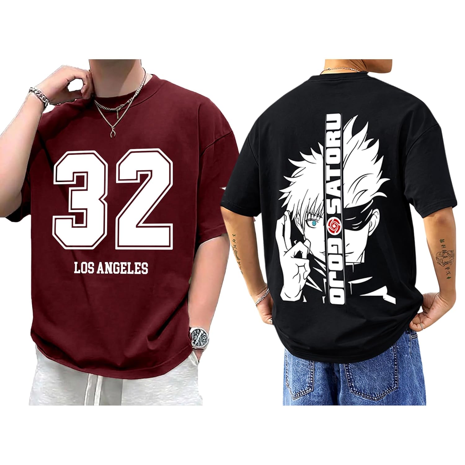 SnatchStyle men's baggy hip-hop graphic T-shirt with oversized fit and bold printed design, casual streetwear style.