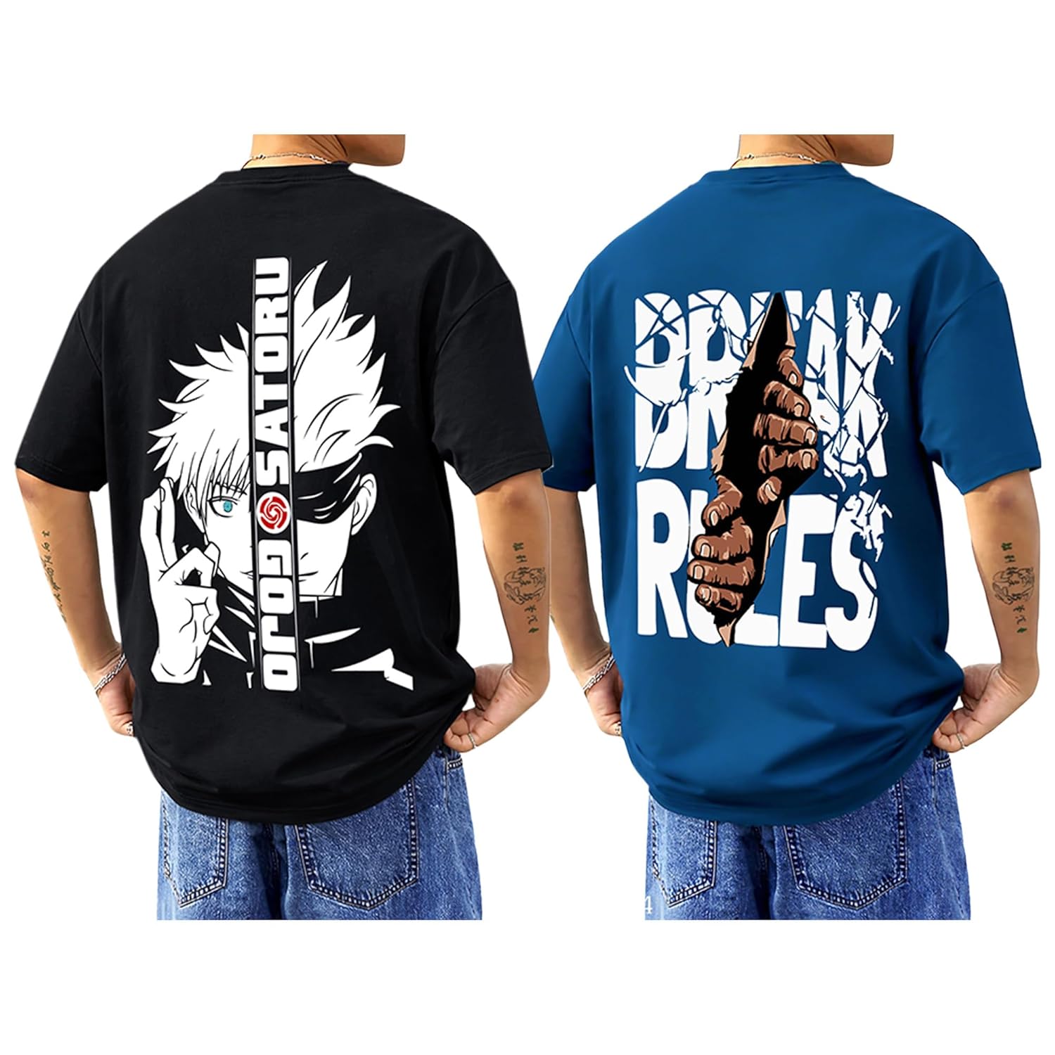 SnatchStyle men's baggy hip-hop graphic printed T-shirt, oversized fit, casual streetwear style, front view showing bold design.