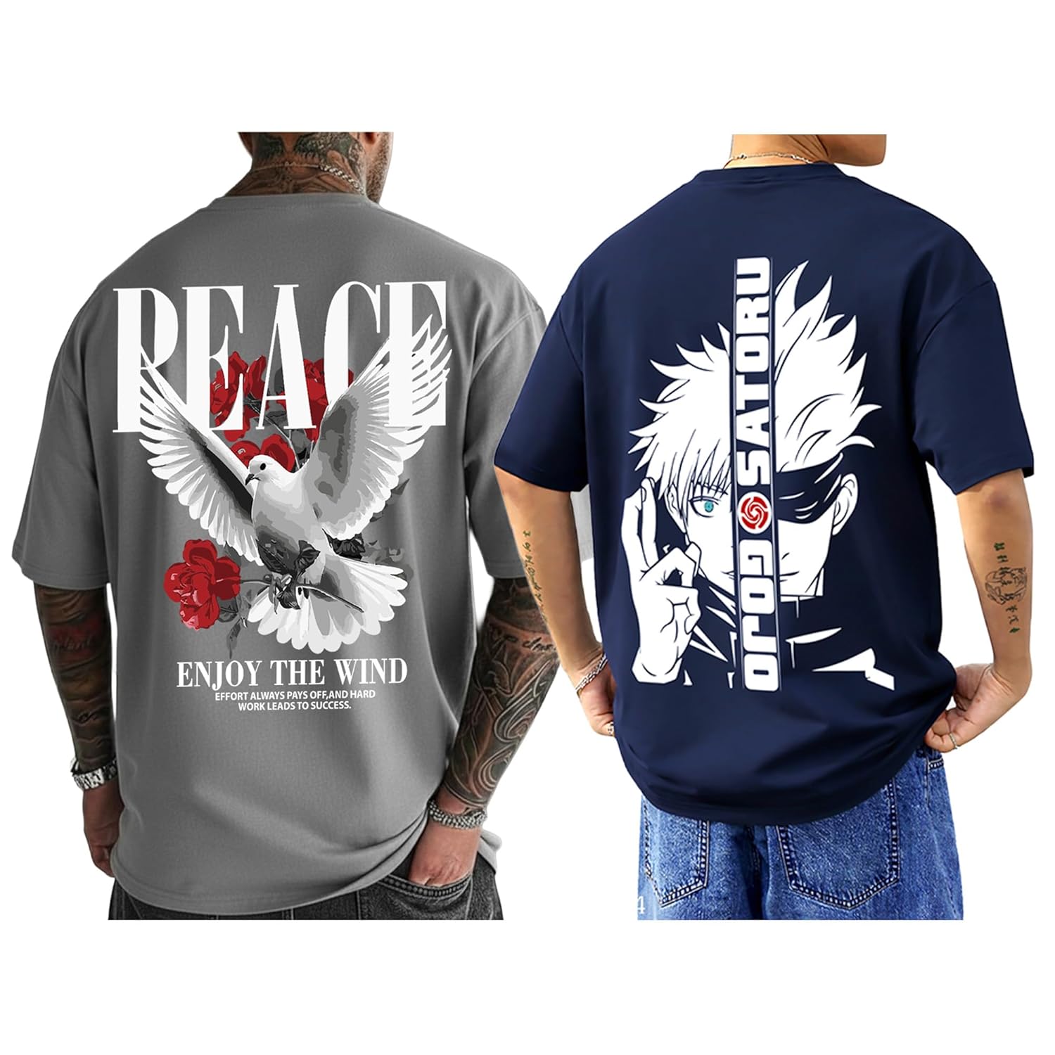 SnatchStyle men's baggy hip-hop graphic printed T-shirt with oversized fit, casual streetwear style, black color, front print design