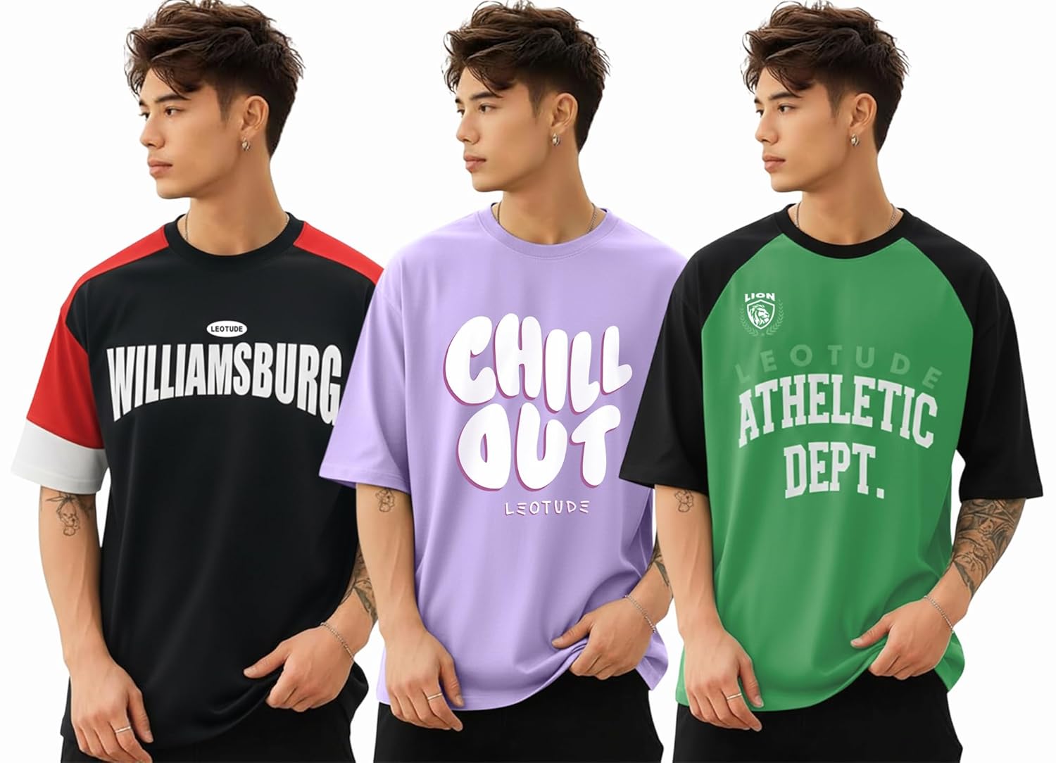 SnatchStyle men's polycotton T-shirt with colorful design, regular fit, round neck, and half sleeves, oversized style.