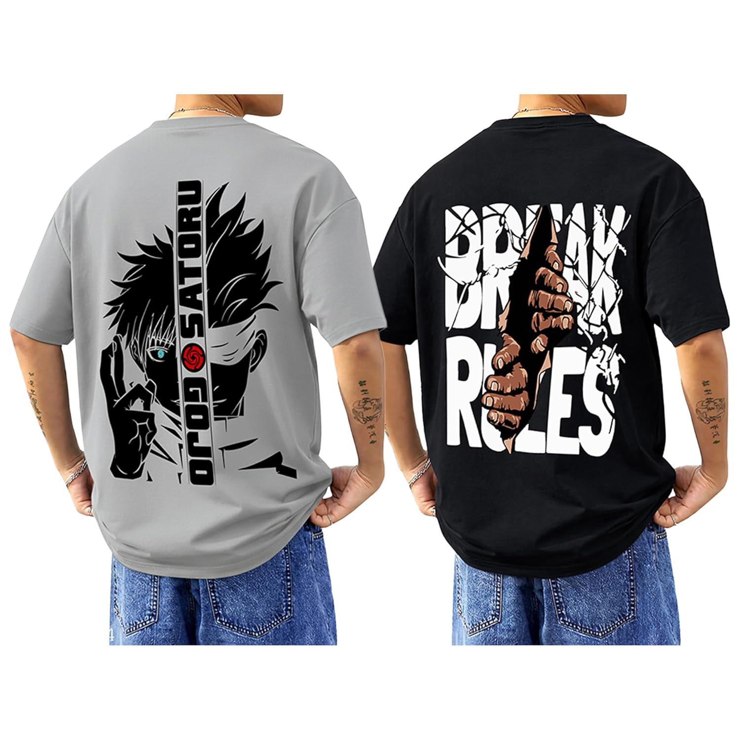 SnatchStyle men's baggy hip-hop graphic T-shirt with oversized fit, featuring bold printed design on front.