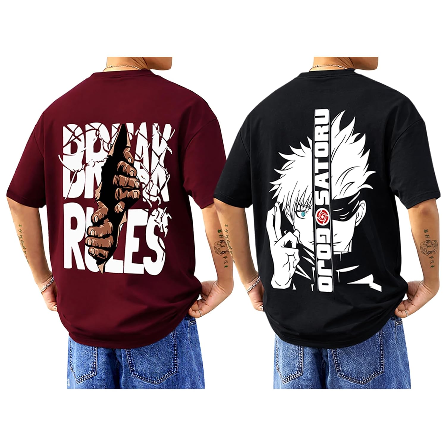SnatchStyle AUSK baggy hip-hop graphic T-shirt for men, oversized fit with bold printed design, casual streetwear style