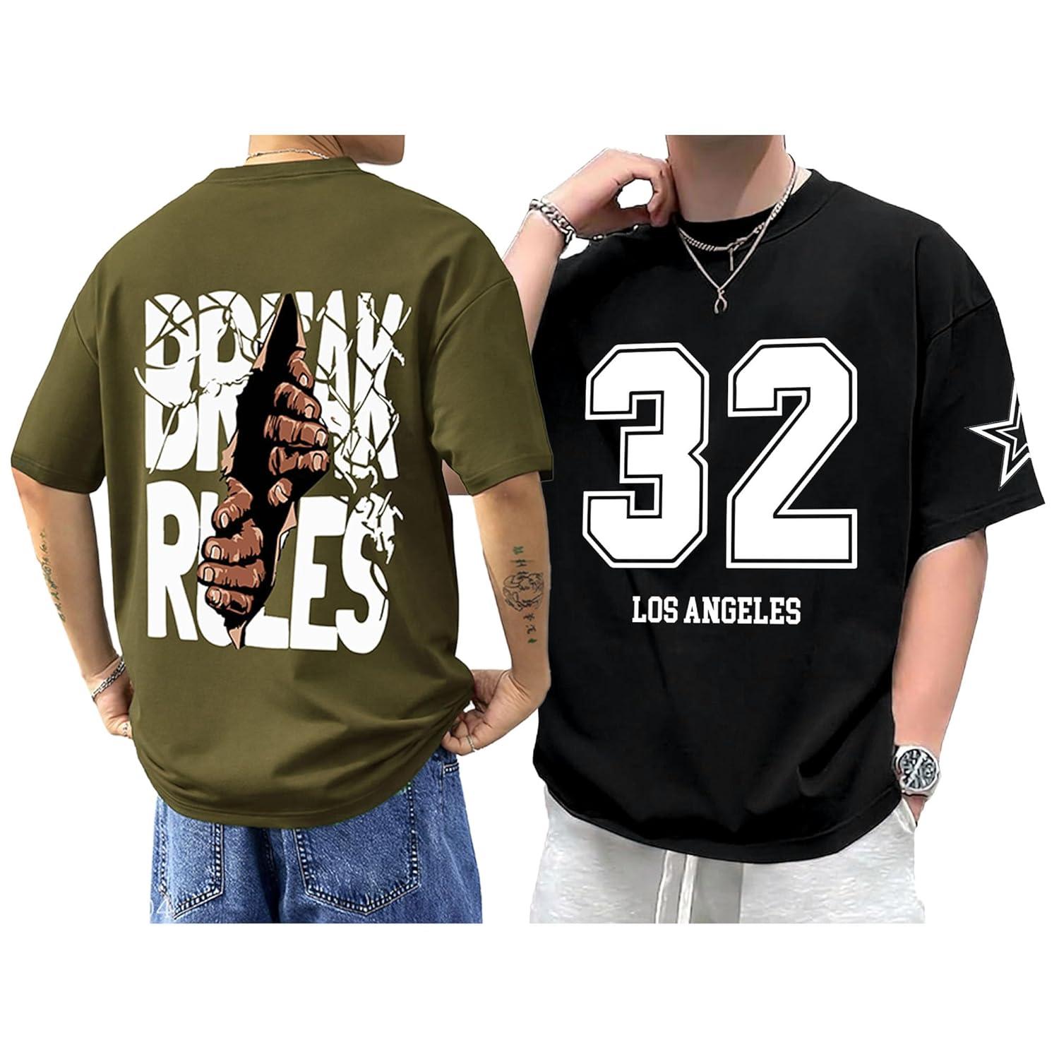 SnatchStyle men's baggy hip-hop graphic T-shirt with oversized fit and bold printed design, casual streetwear style.