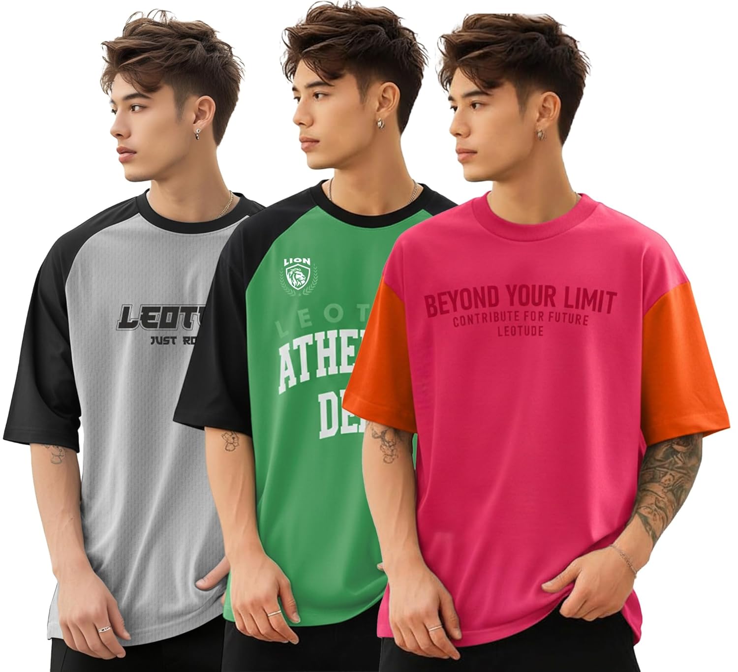 SnatchStyle men's colorful polycotton T-shirt with regular fit, round neck, half sleeves, oversized style, casual men's clothing