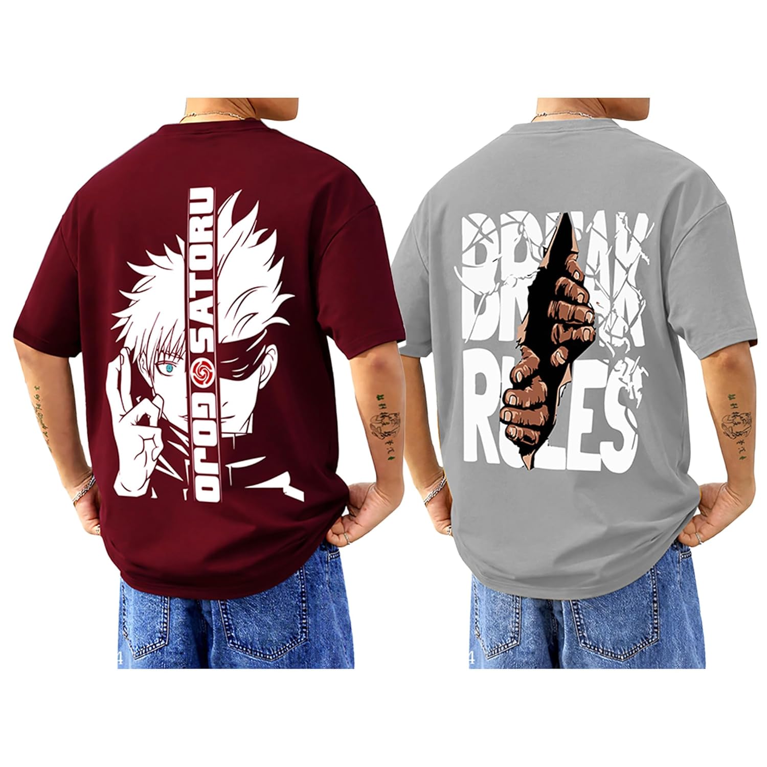SnatchStyle AUSK baggy hip-hop graphic printed T-shirt for men, oversized fit with bold design, casual streetwear style.