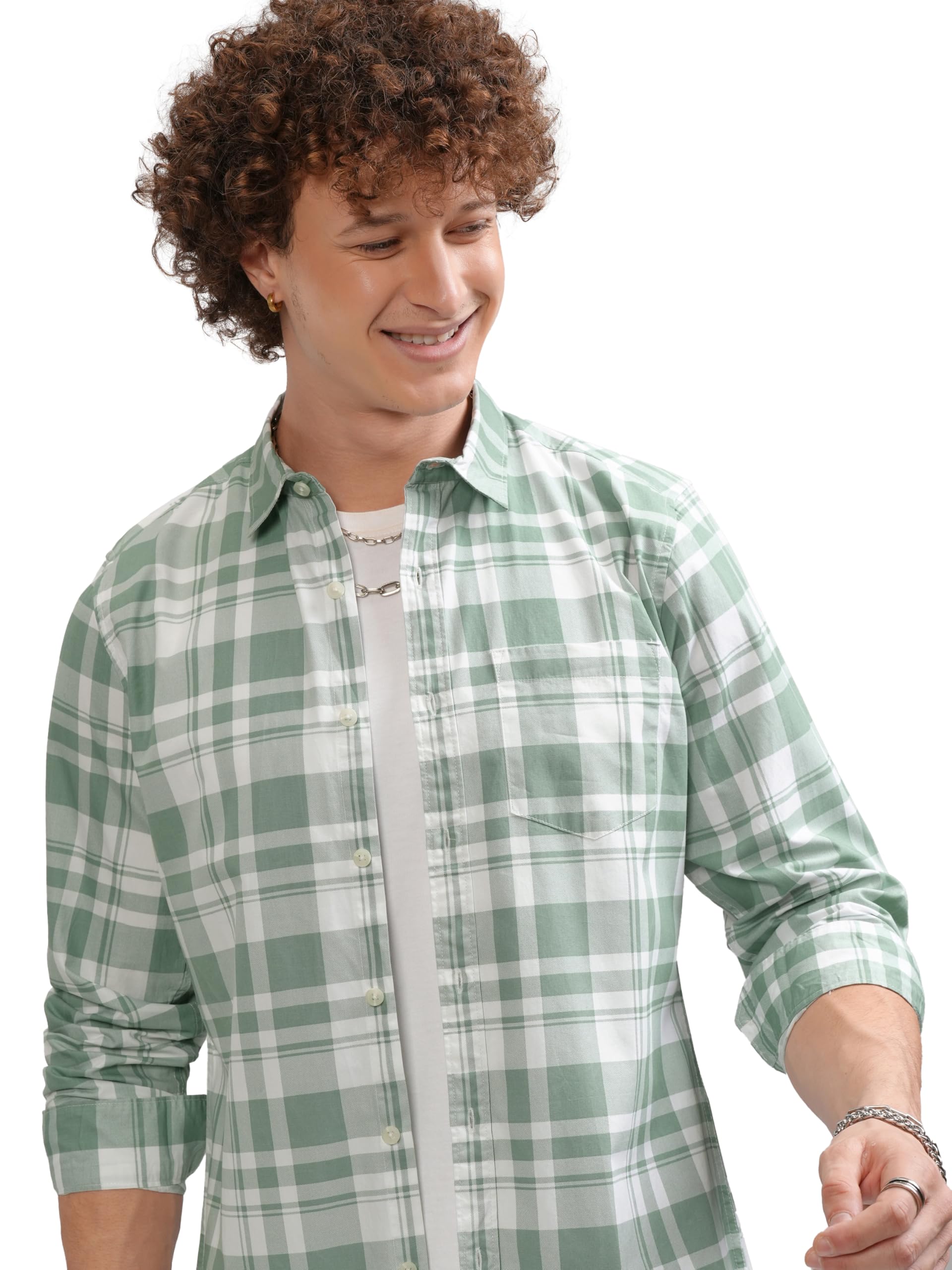 SnatchStyle Highlander men's cotton slim fit checks shirt with full sleeves and regular collar, casual men's shirt for everyday wear